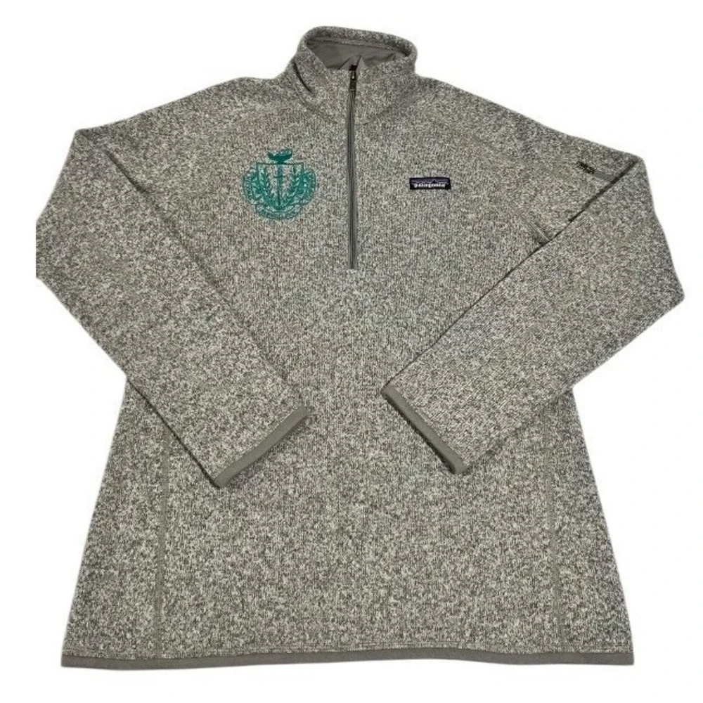 Patagonia Men's Fleece Quarter‎ Zip Pullover Sweater Gray Embroidered Logo M